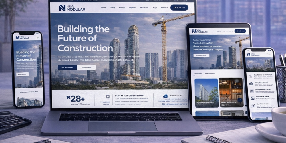 modular construction company website design in Saudi Arabia